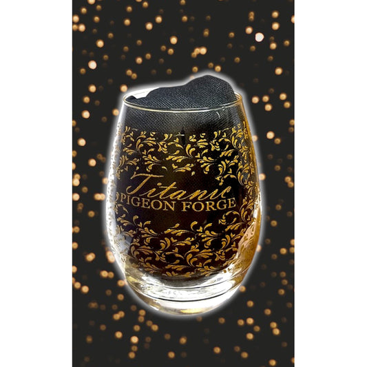 Titanic Gold Filigree Stemless Wine Glass - Pigeon Forge, TN