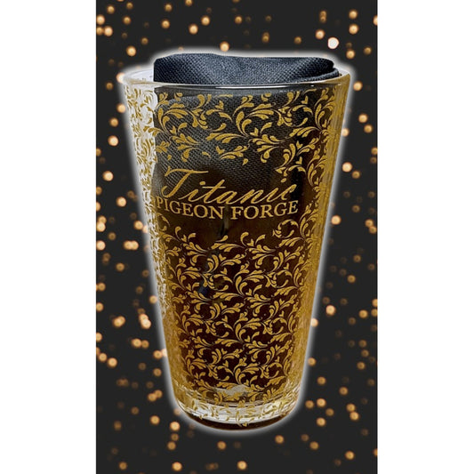 Titanic Gold Filigree Pint Glass - Pigeon Forge, TN