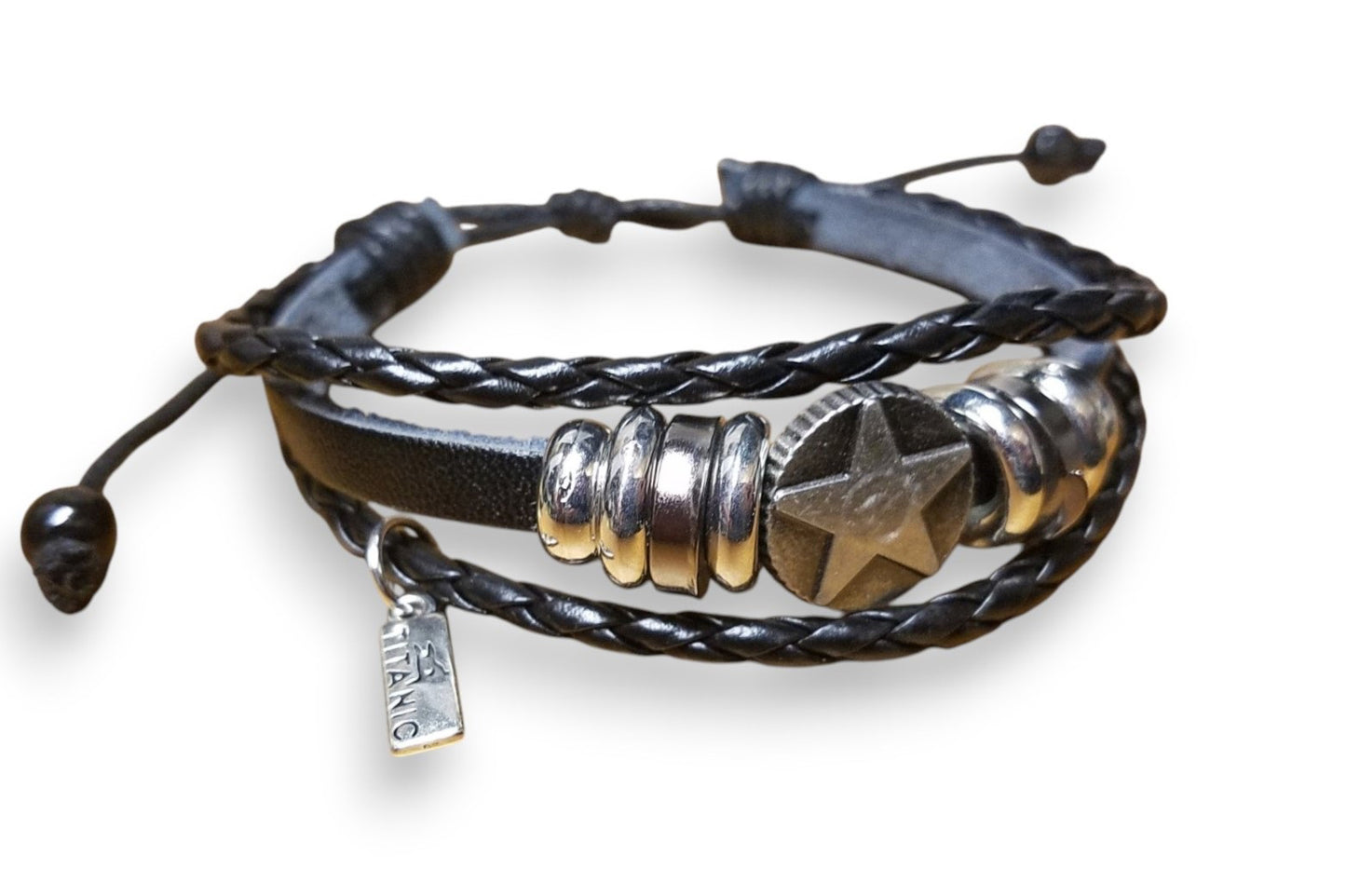 Titanic Leather Tri-Band Star Bracelet