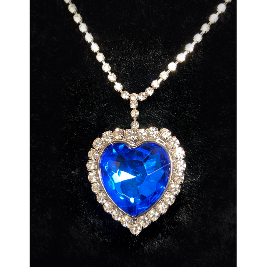 Titanic Brilliant Blue Heart Necklace - Large