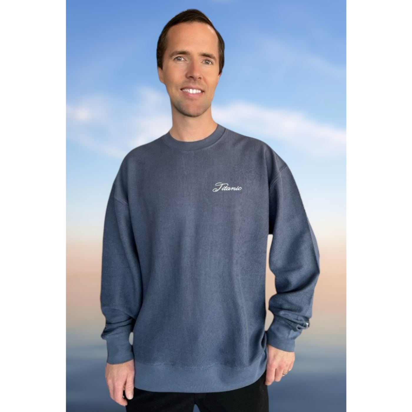 Titanic Embroidered Flat Back Ribbed Crewneck Shirt