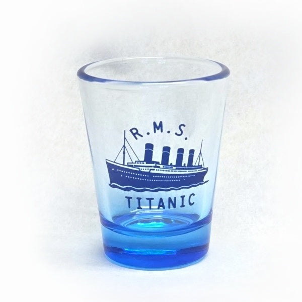 Clear Blue RMS Titanic Shot Glass