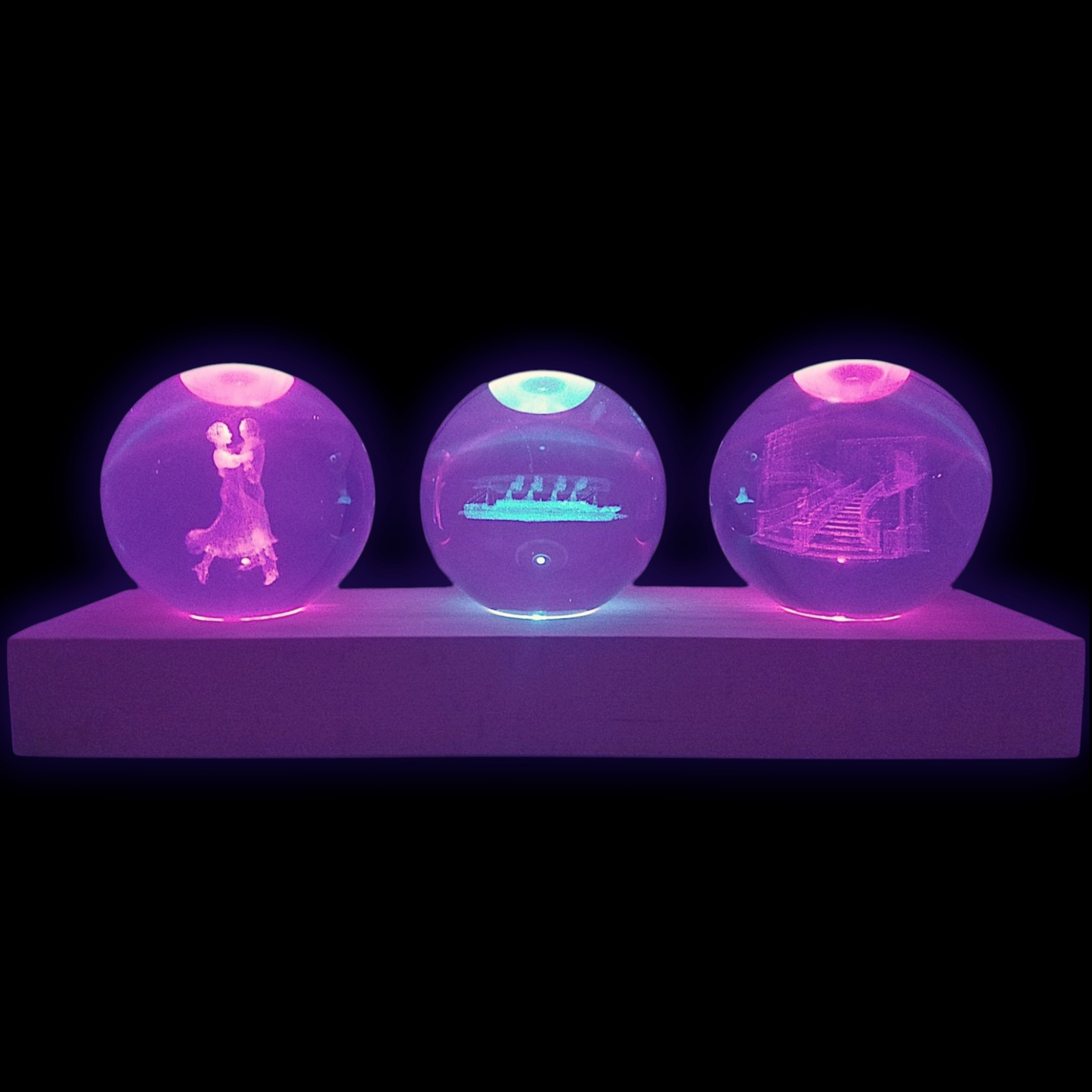 LED Light-Up Crystal Ball Set of 3 Titanic Designs
