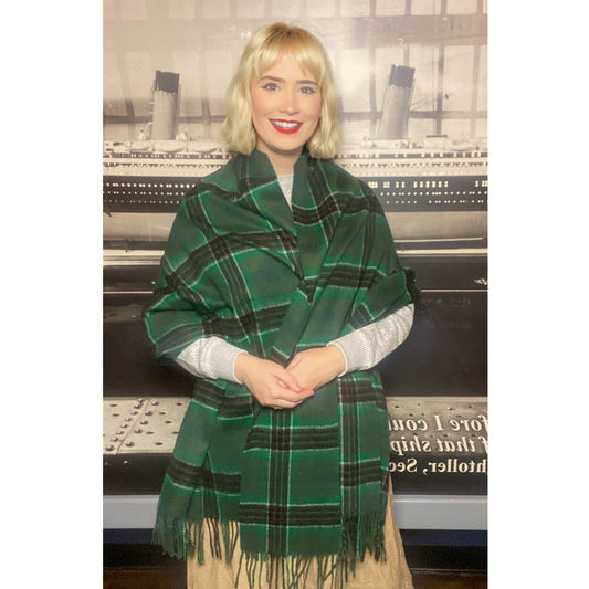 Spirit of Ireland Green Lambswool Tartan Stole