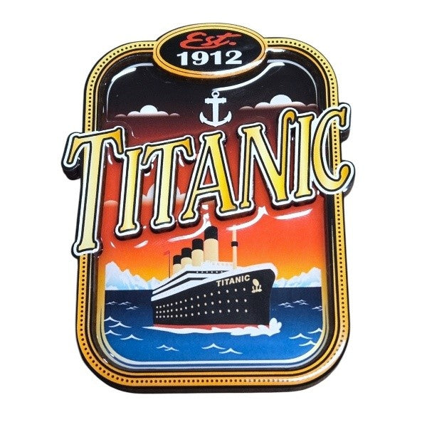 A slight angle, highlighting the magnet's glossy coat and two-layer design. The illustration is set back behind the text and frame.