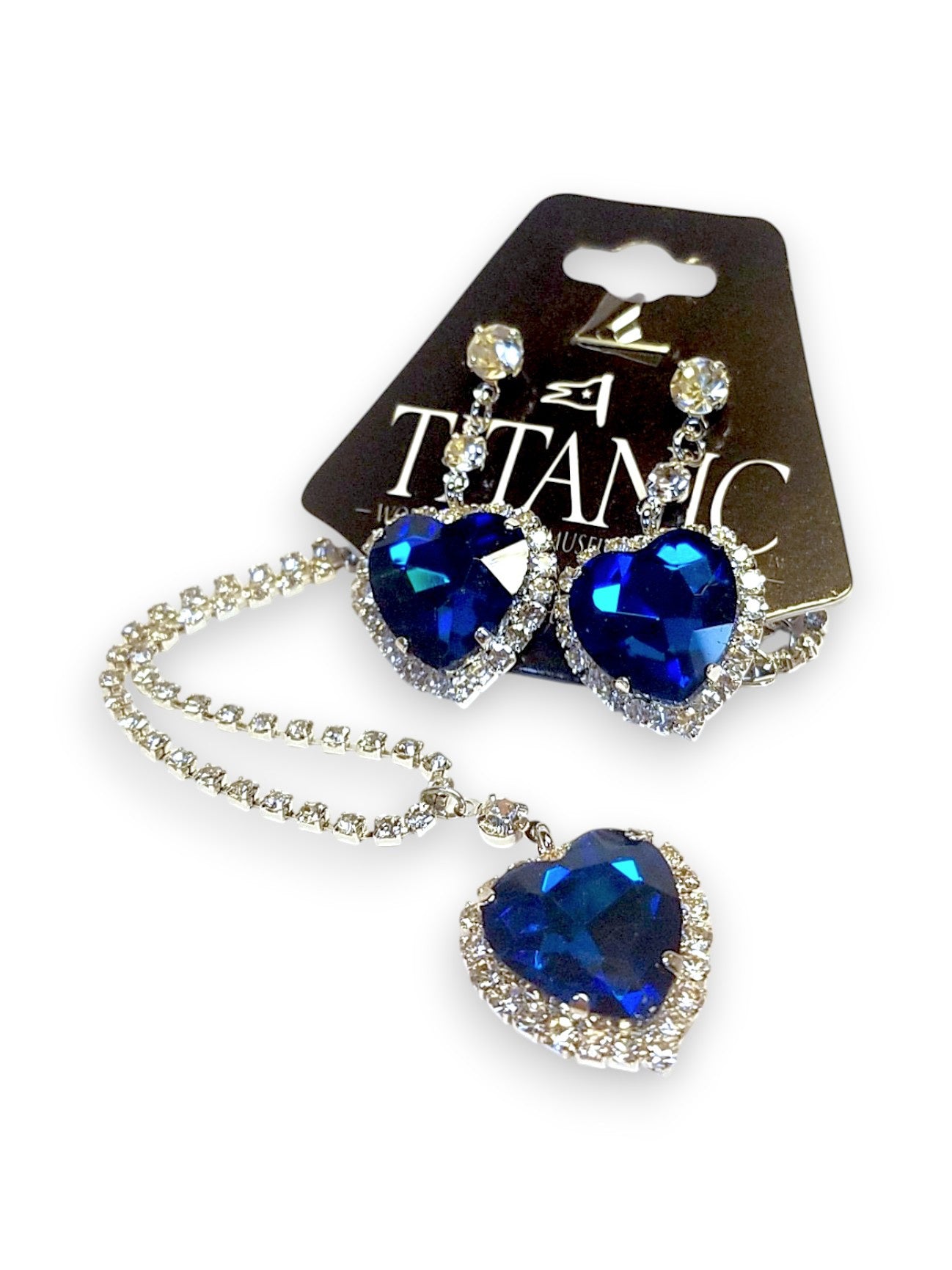 Titanic Blue Heart Necklace Earring Set