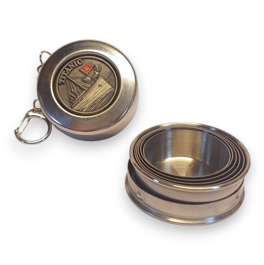 Titanic Pewter Emblem Collaspsible Shot Glass Key Ring