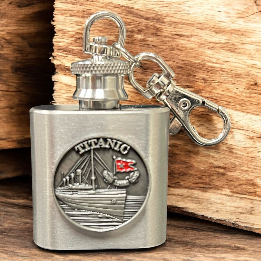 Titanic Pewter Emblem Mini Flask Key Ring