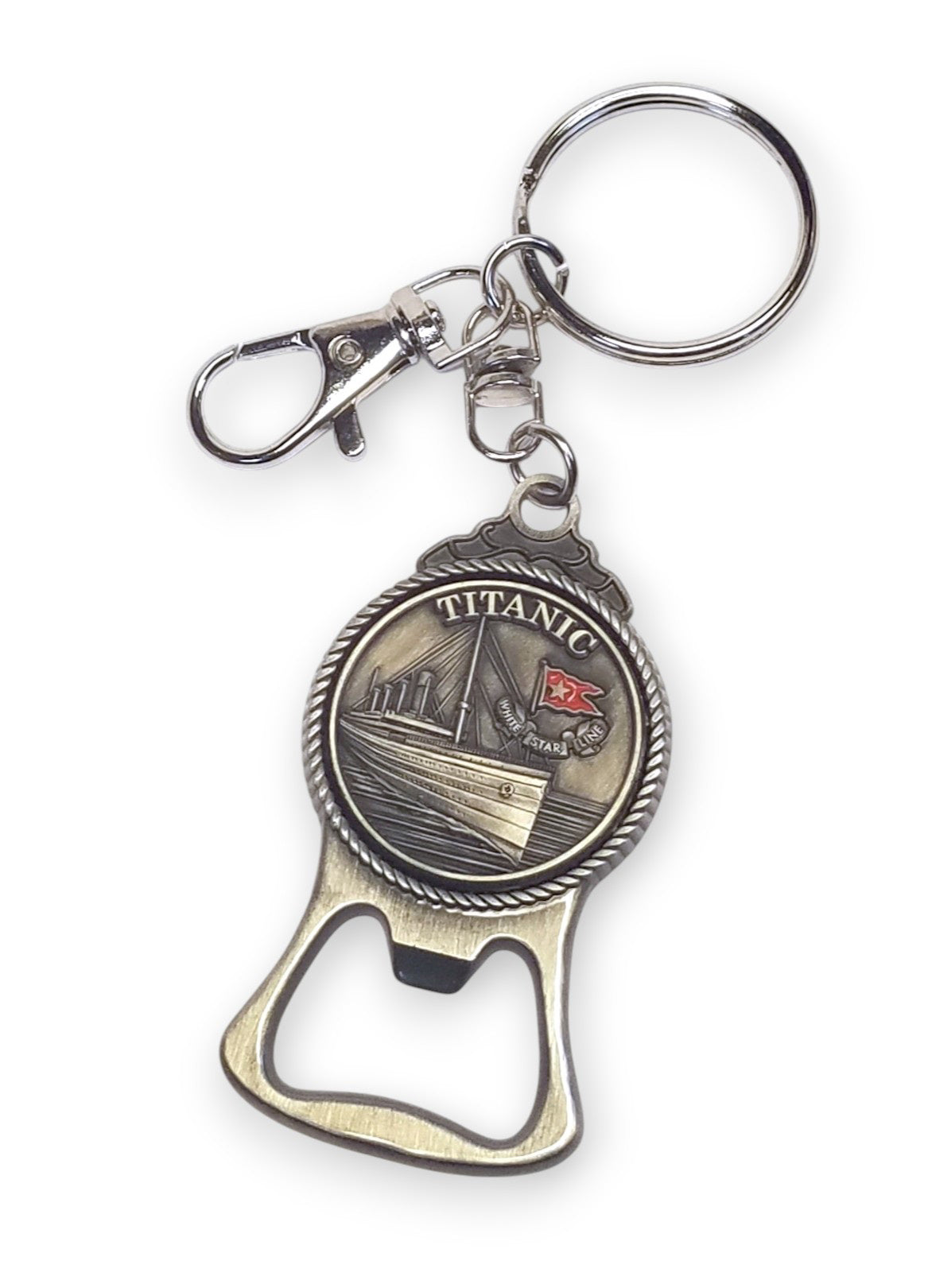 Titanic Pewter Emblem Bottle Opener Key Ring