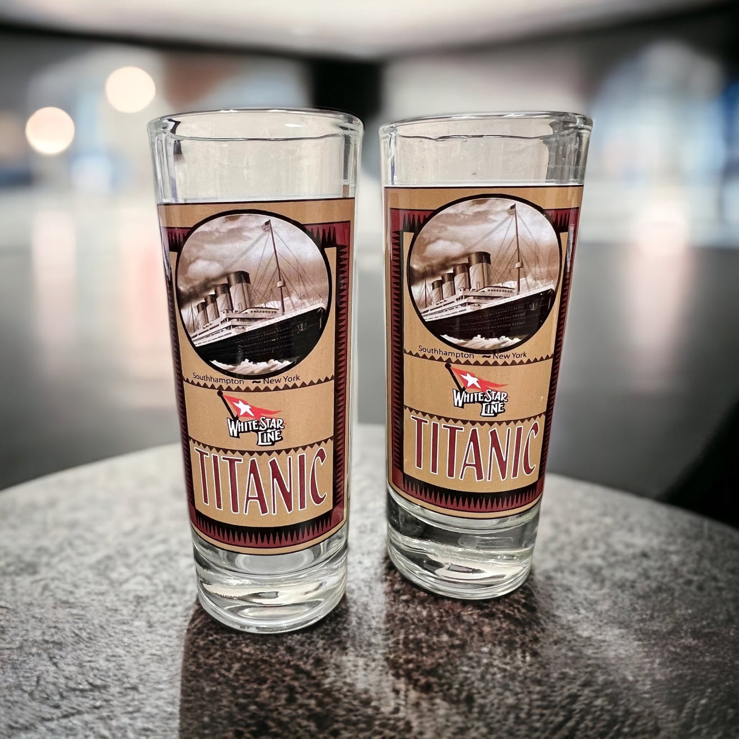 Titanic Placard Art Tall Shot Glass