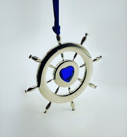 Titanic Silver Ship Wheel Ornament