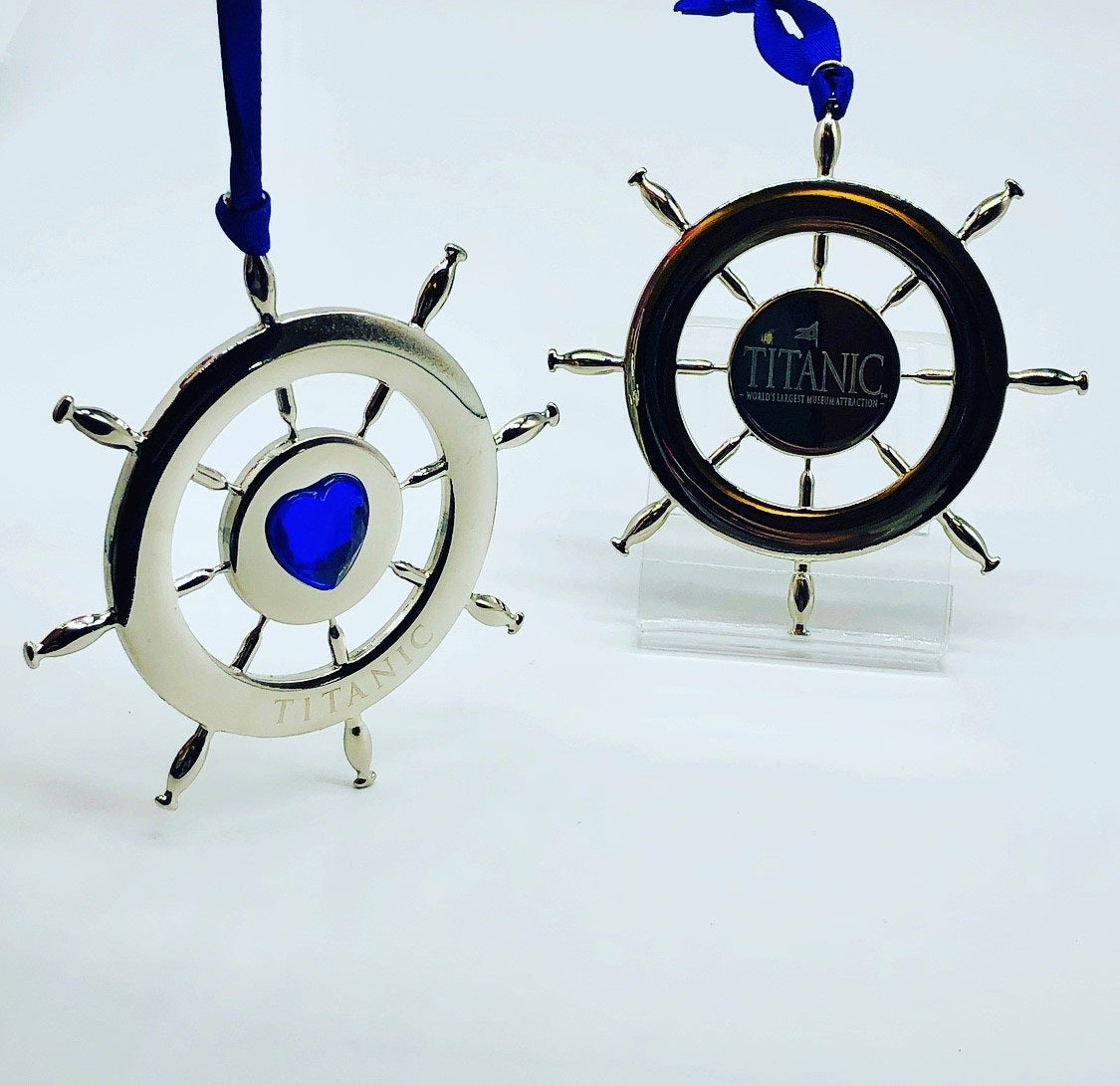 Titanic Silver Ship Wheel Ornament