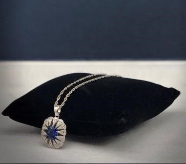 Victorian Blue Stone Burst Necklace