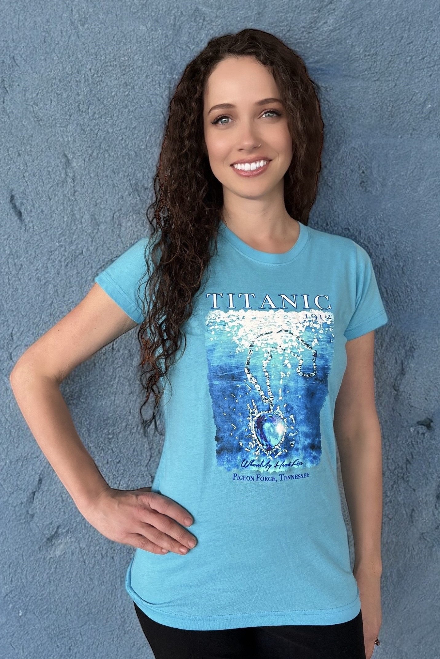 Blue Heart Ladies T-Shirt - Pigeon Forge, TN