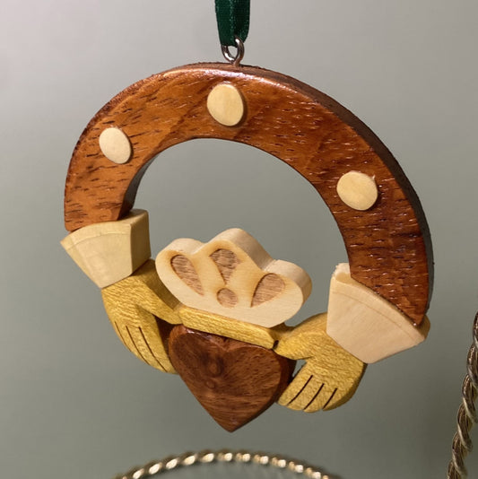 Irish Claddagh Ring Wooden Ornament