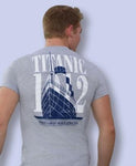 GREY TEE WITH NAVY LETTERING AND LARGE SHIP BACK XXXL