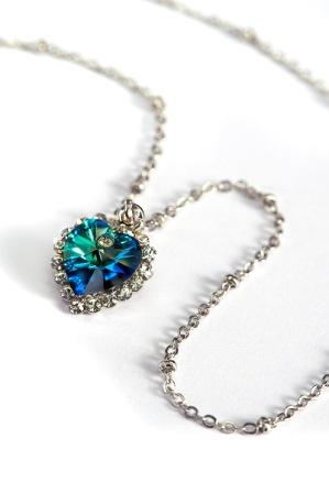 Square Crystal Heart Pendant Necklace - Subhranika Jewellery