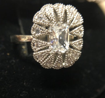 PRICE VICTORIAN CLEAR STONE BURST RING