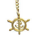 BRASS KEY RING WITH ANCHOR AND SHIP WHEEL