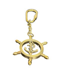 BRASS KEY RING WITH ANCHOR AND SHIP WHEEL