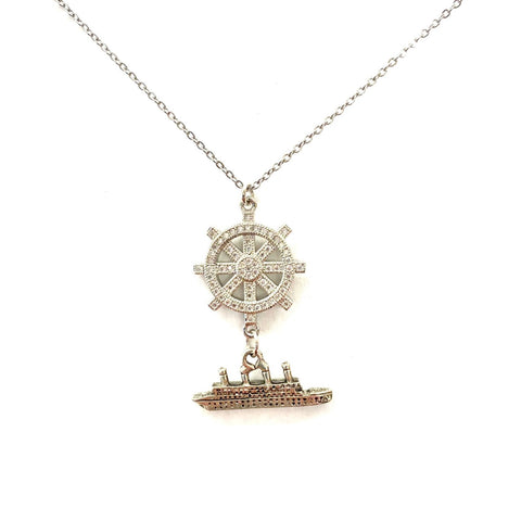 TITANIC AND SHIP WHEEL NECKLACE