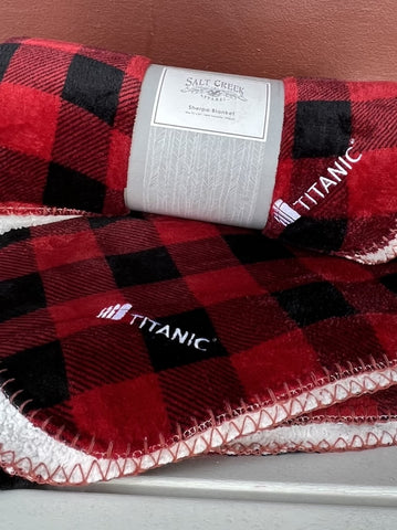BLACK AND RED PLAID SHERPA BLANKET